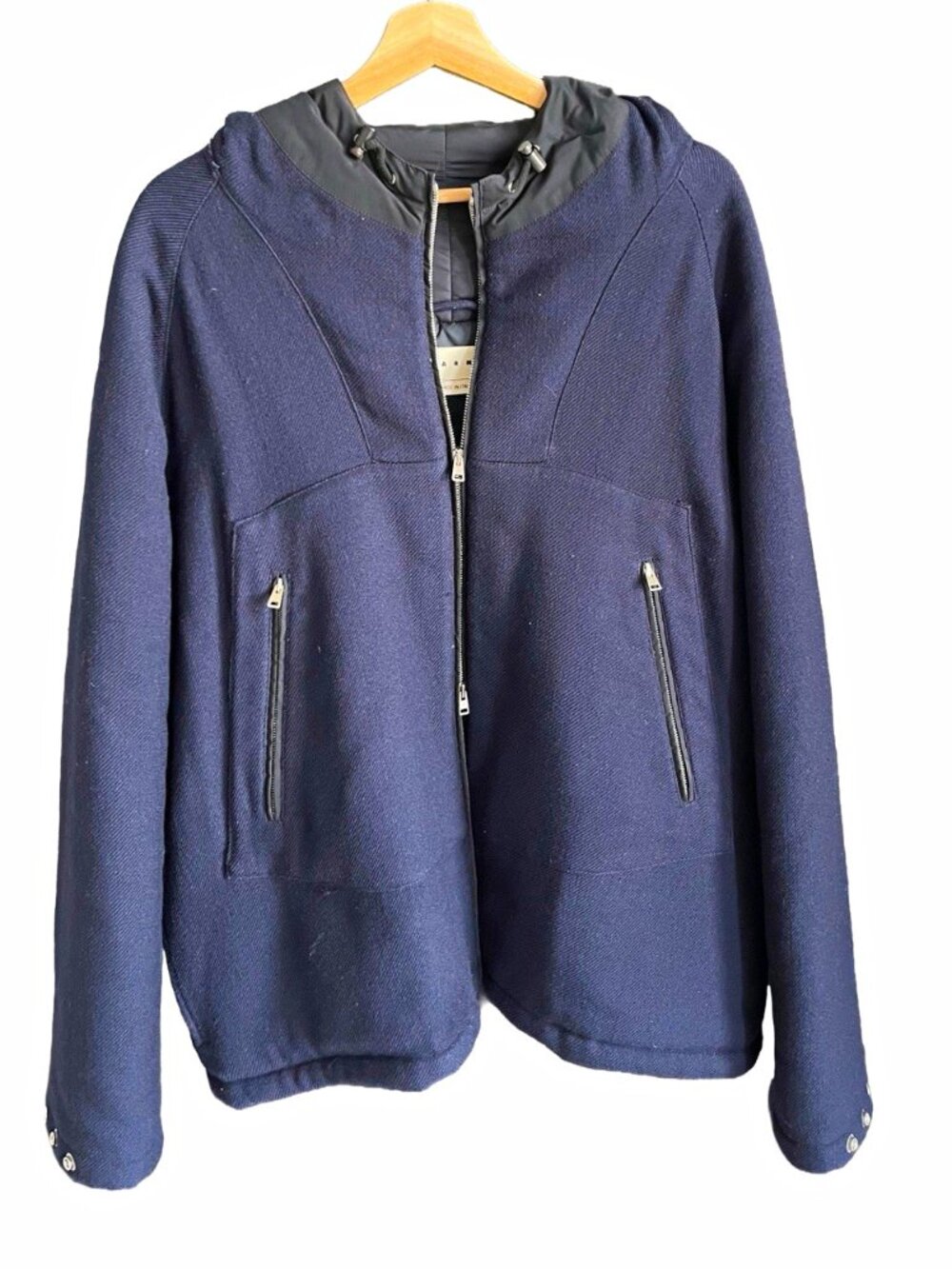 Marni heavy cotton hooded parka with quilted lining